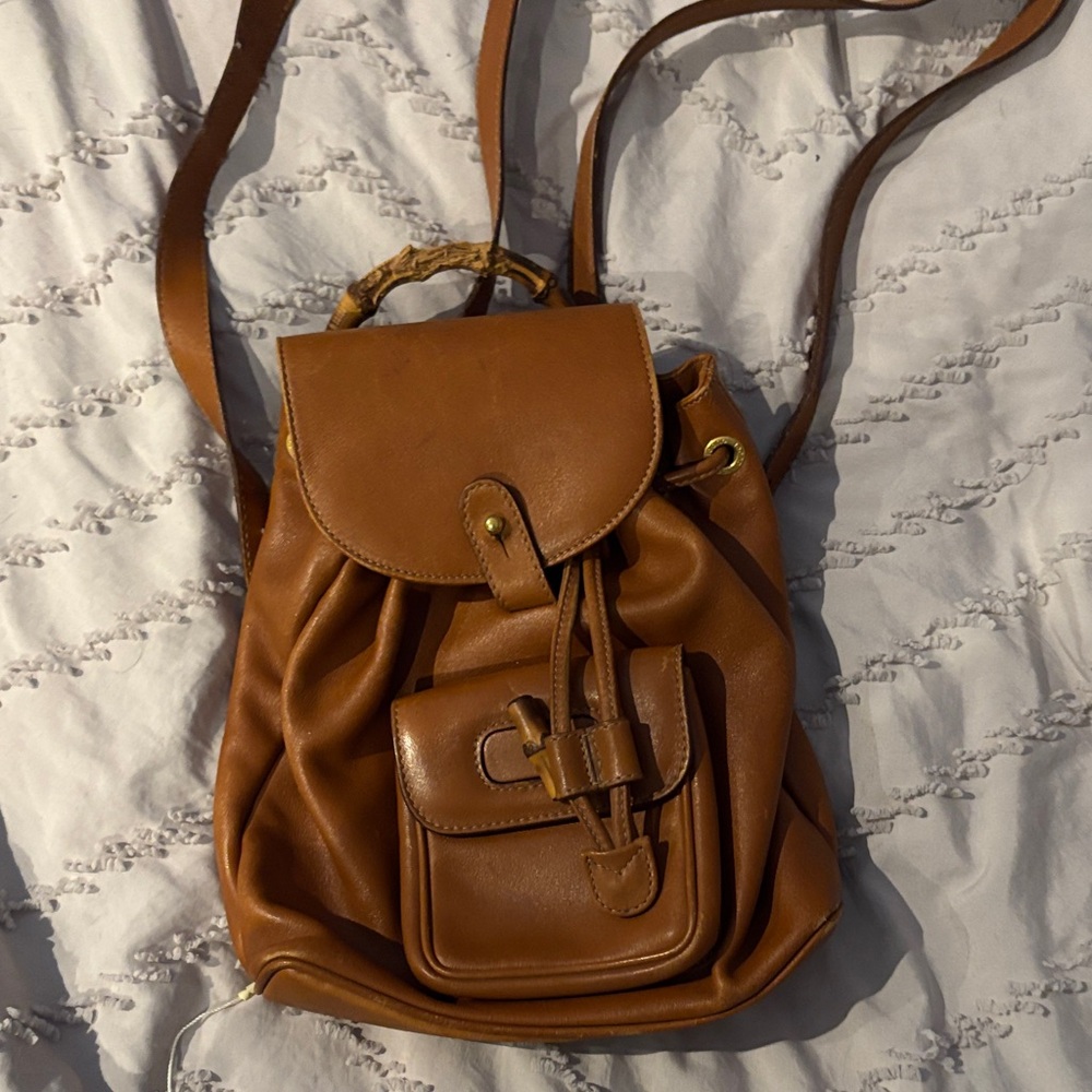 Gucci Tan Leather Backpack